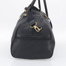 MCM Logogram Vicetos Boston Bag PVC 2way Black Gold Auth 208651-5