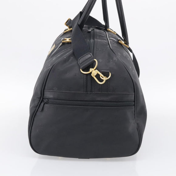 MCM Logogram Vicetos Boston Bag PVC 2way Black Gold Auth 208651