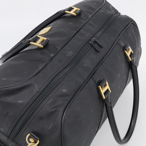 MCM Logogram Vicetos Boston Bag PVC 2way Black Gold Auth 208651