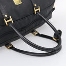 MCM Logogram Vicetos Boston Bag PVC 2way Black Gold Auth 208651-7