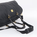 MCM Logogram Vicetos Boston Bag PVC 2way Black Gold Auth 208651-9