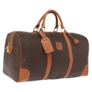 CELINE Macadam Canvas Boston Bag PVC Leather Brown Gold Auth 208652V-1