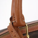 CELINE Macadam Canvas Boston Bag PVC Leather Brown Gold Auth 208652V-11
