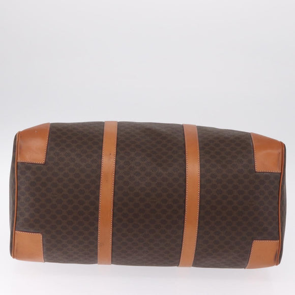 CELINE Macadam Canvas Boston Bag PVC Leather Brown Gold Auth 208652V
