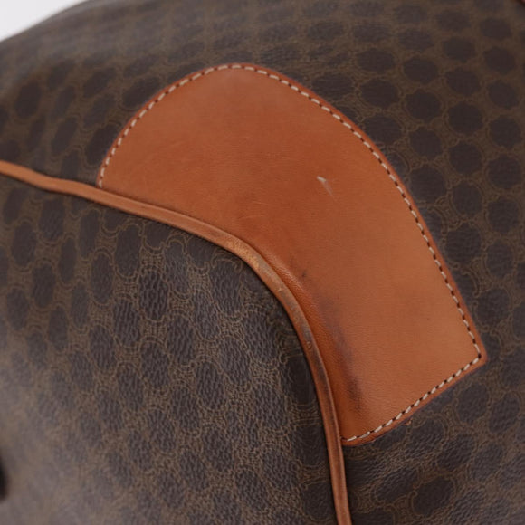 CELINE Macadam Canvas Boston Bag PVC Leather Brown Gold Auth 208652V