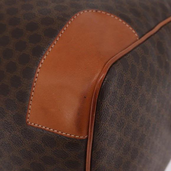 CELINE Macadam Canvas Boston Bag PVC Leather Brown Gold Auth 208652V