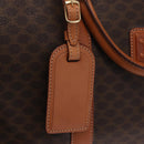 CELINE Macadam Canvas Boston Bag PVC Leather Brown Gold Auth 208652V-19
