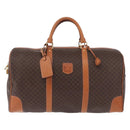 CELINE Macadam Canvas Boston Bag PVC Leather Brown Gold Auth 208652V-2