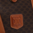 CELINE Macadam Canvas Boston Bag PVC Leather Brown Gold Auth 208652V-20