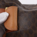 CELINE Macadam Canvas Boston Bag PVC Leather Brown Gold Auth 208652V-28