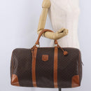CELINE Macadam Canvas Boston Bag PVC Leather Brown Gold Auth 208652V-29