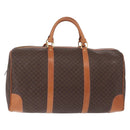 CELINE Macadam Canvas Boston Bag PVC Leather Brown Gold Auth 208652V-3