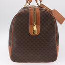 CELINE Macadam Canvas Boston Bag PVC Leather Brown Gold Auth 208652V-5