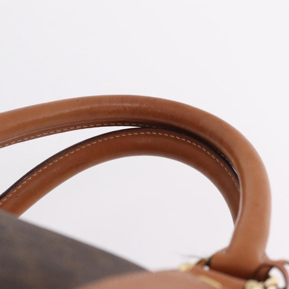 CELINE Macadam Canvas Boston Bag PVC Leather Brown Gold Auth 208652V