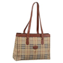 Burberrys Nova Check Tote Bag PVC Beige Gold Auth 208653-1