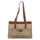 Burberrys Nova Check Tote Bag PVC Beige Gold Auth 208653-13