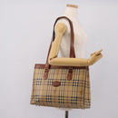 Burberrys Nova Check Tote Bag PVC Beige Gold Auth 208653-25