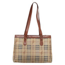 Burberrys Nova Check Tote Bag PVC Beige Gold Auth 208653-2