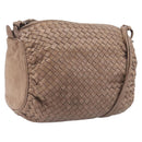 Bottega Veneta INTRECCIATO Shoulder Bag Leather Brown Gold Tone Auth 208656-1