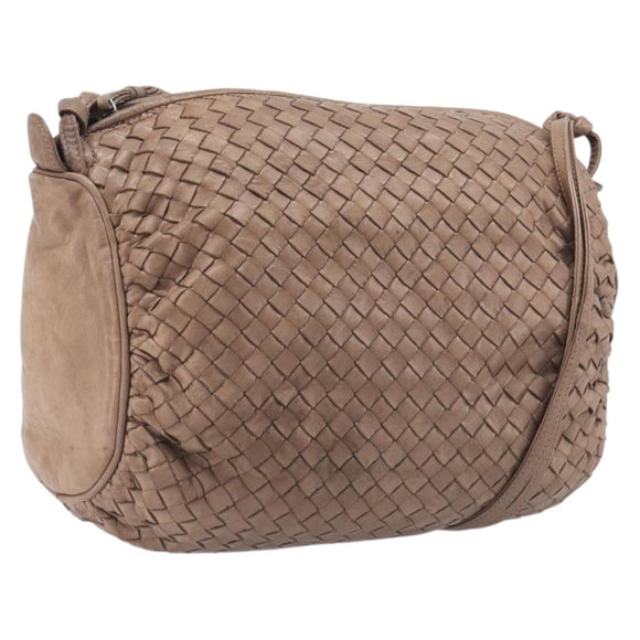 Bottega Veneta INTRECCIATO Shoulder Bag Leather Brown Gold Tone Auth 208656