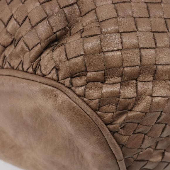 Bottega Veneta INTRECCIATO Shoulder Bag Leather Brown Gold Tone Auth 208656