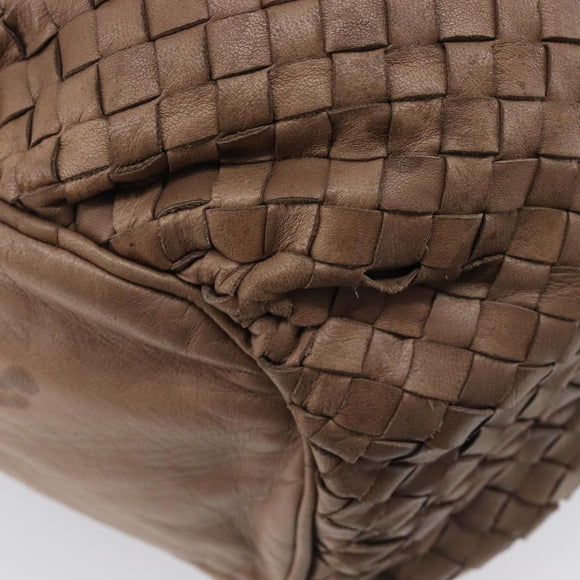 Bottega Veneta INTRECCIATO Shoulder Bag Leather Brown Gold Tone Auth 208656