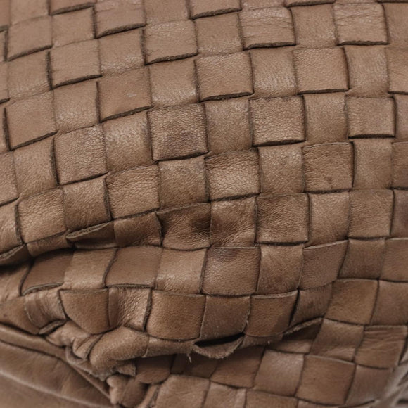 Bottega Veneta INTRECCIATO Shoulder Bag Leather Brown Gold Tone Auth 208656