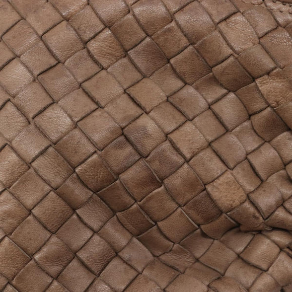 Bottega Veneta INTRECCIATO Shoulder Bag Leather Brown Gold Tone Auth 208656