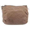 Bottega Veneta INTRECCIATO Shoulder Bag Leather Brown Gold Tone Auth 208656-2