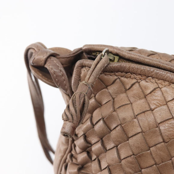 Bottega Veneta INTRECCIATO Shoulder Bag Leather Brown Gold Tone Auth 208656