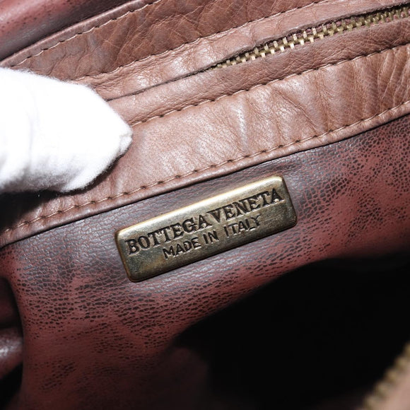 Bottega Veneta INTRECCIATO Shoulder Bag Leather Brown Gold Tone Auth 208656