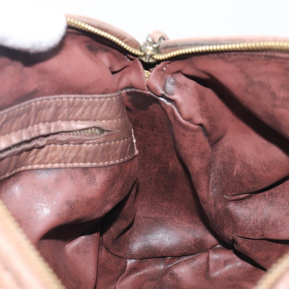 Bottega Veneta INTRECCIATO Shoulder Bag Leather Brown Gold Tone Auth 208656