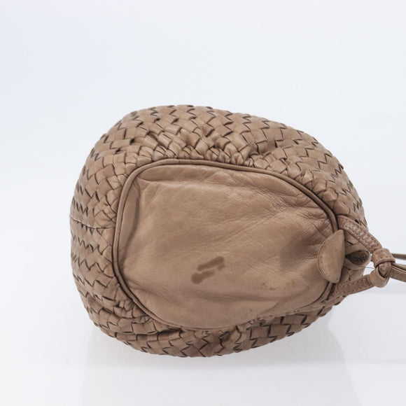 Bottega Veneta INTRECCIATO Shoulder Bag Leather Brown Gold Tone Auth 208656