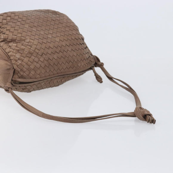 Bottega Veneta INTRECCIATO Shoulder Bag Leather Brown Gold Tone Auth 208656