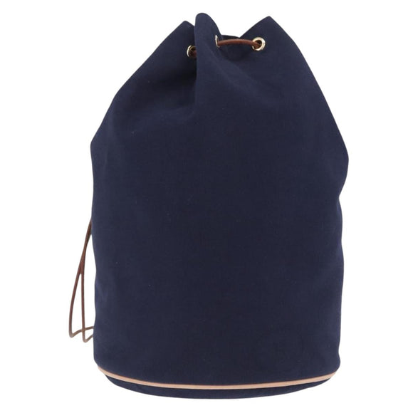 HERMES POSITION MIMILL Shoulder Bag Canvas Navy Gold Auth 208659A