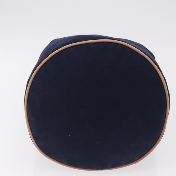 HERMES POSITION MIMILL Shoulder Bag Canvas Navy Gold Auth 208659A