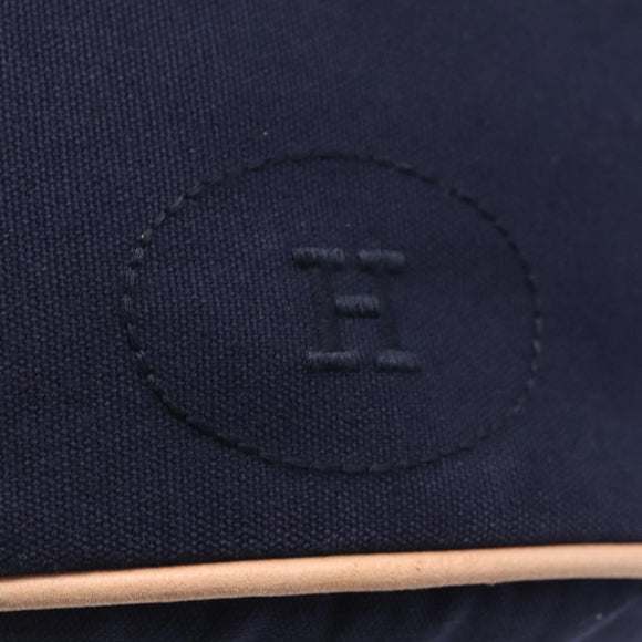 HERMES POSITION MIMILL Shoulder Bag Canvas Navy Gold Auth 208659A