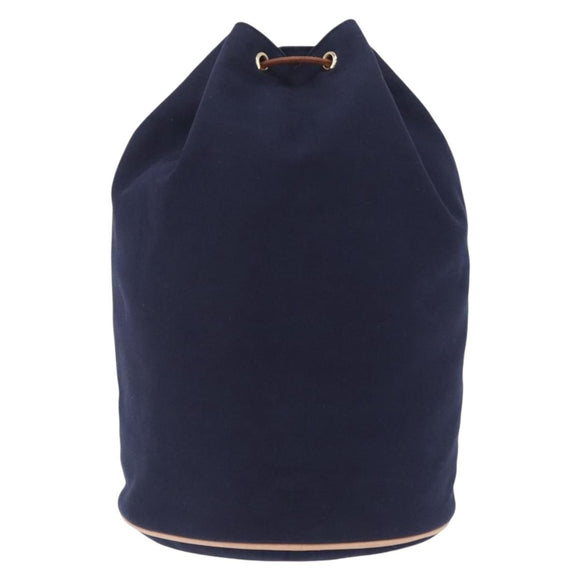 HERMES POSITION MIMILL Shoulder Bag Canvas Navy Gold Auth 208659A