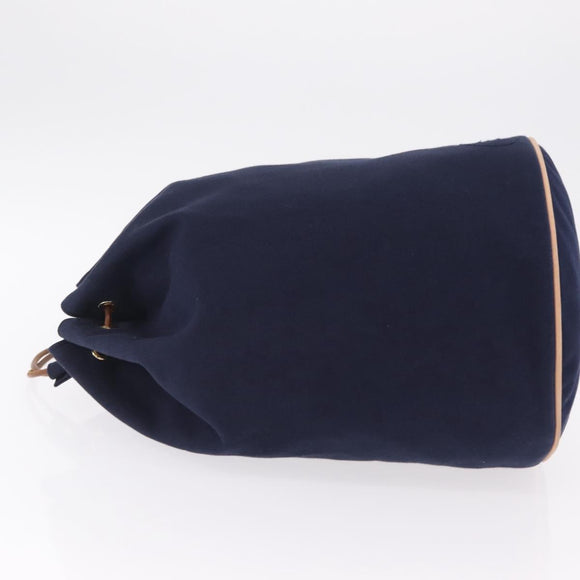 HERMES POSITION MIMILL Shoulder Bag Canvas Navy Gold Auth 208659A