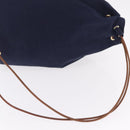 HERMES POSITION MIMILL Shoulder Bag Canvas Navy Gold Auth 208659A-7