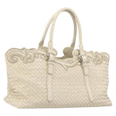 Bottega Veneta INTRECCIATO Tote Bag Leather White Silver 158673 Auth 208660A-1