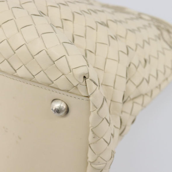 Bottega Veneta INTRECCIATO Tote Bag Leather White Silver 158673 Auth 208660A