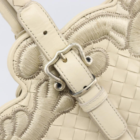 Bottega Veneta INTRECCIATO Tote Bag Leather White Silver 158673 Auth 208660A