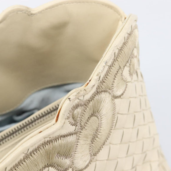 Bottega Veneta INTRECCIATO Tote Bag Leather White Silver 158673 Auth 208660A