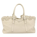 Bottega Veneta INTRECCIATO Tote Bag Leather White Silver 158673 Auth 208660A-2