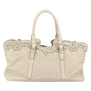 Bottega Veneta INTRECCIATO Tote Bag Leather White Silver 158673 Auth 208660A-3