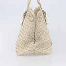 Bottega Veneta INTRECCIATO Tote Bag Leather White Silver 158673 Auth 208660A-4