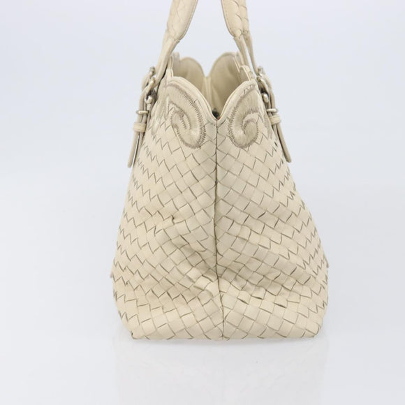 Bottega Veneta INTRECCIATO Tote Bag Leather White Silver 158673 Auth 208660A