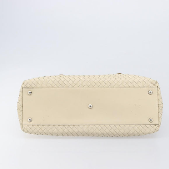 Bottega Veneta INTRECCIATO Tote Bag Leather White Silver 158673 Auth 208660A