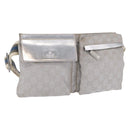 GUCCI GG Canvas Waist Bag Silver 28566 Auth 208662-1